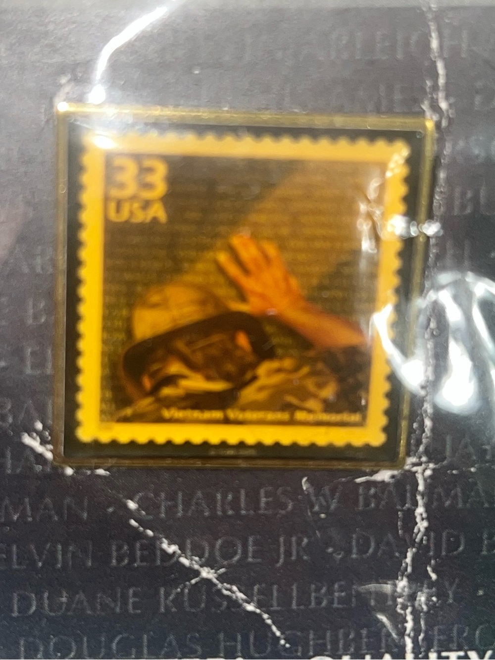 Vietnam Veterans Memorial Lapel Pin - Gold Stamp Design Vintage